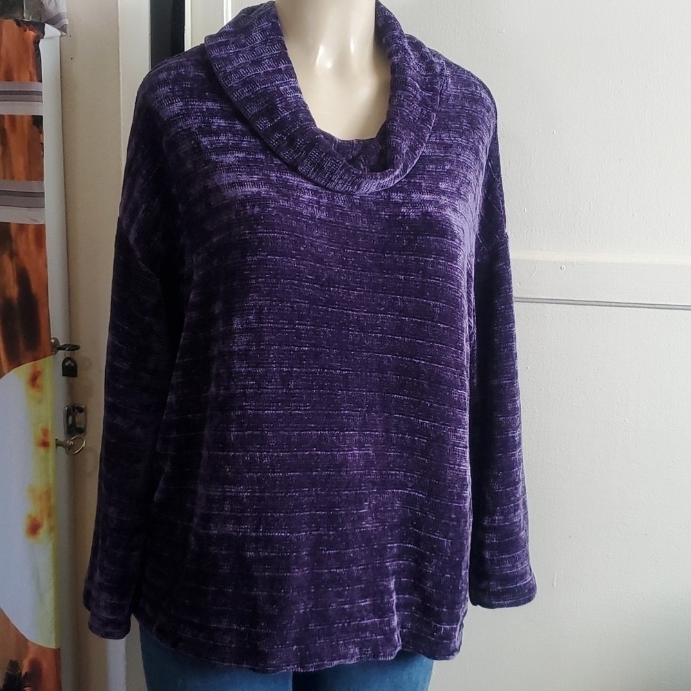 J.Jill Cowl Neck Sweater-Gorgeous Eggplant Purple Size M